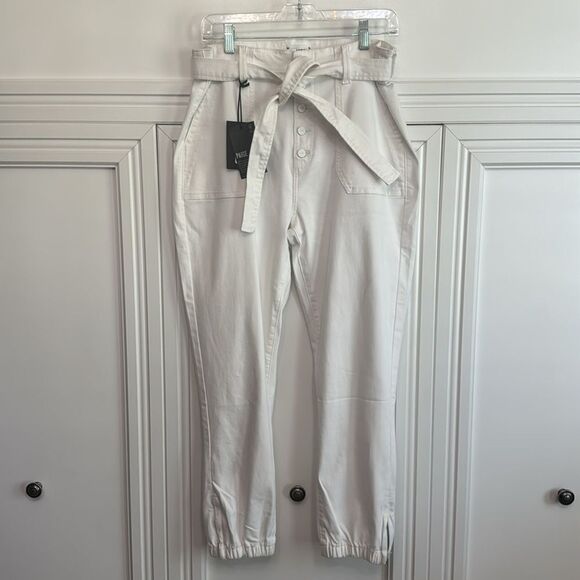 PAIGE Crisp White Mayslie Self-Tie Johger Jeans - Picture 2 of 8